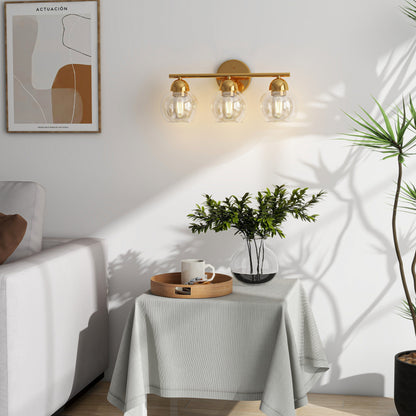 Luminaires de salle de bain ronds en verre à 3 lumières