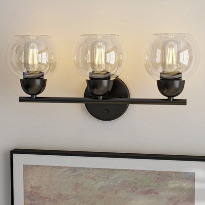 Luminaires de salle de bain ronds en verre à 3 lumières