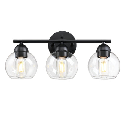 Luminaires de salle de bain ronds en verre à 3 lumières