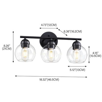 Luminaires de salle de bain ronds en verre à 3 lumières