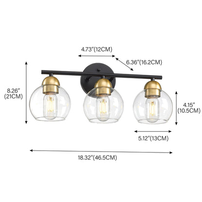 Luminaires de salle de bain ronds en verre à 3 lumières