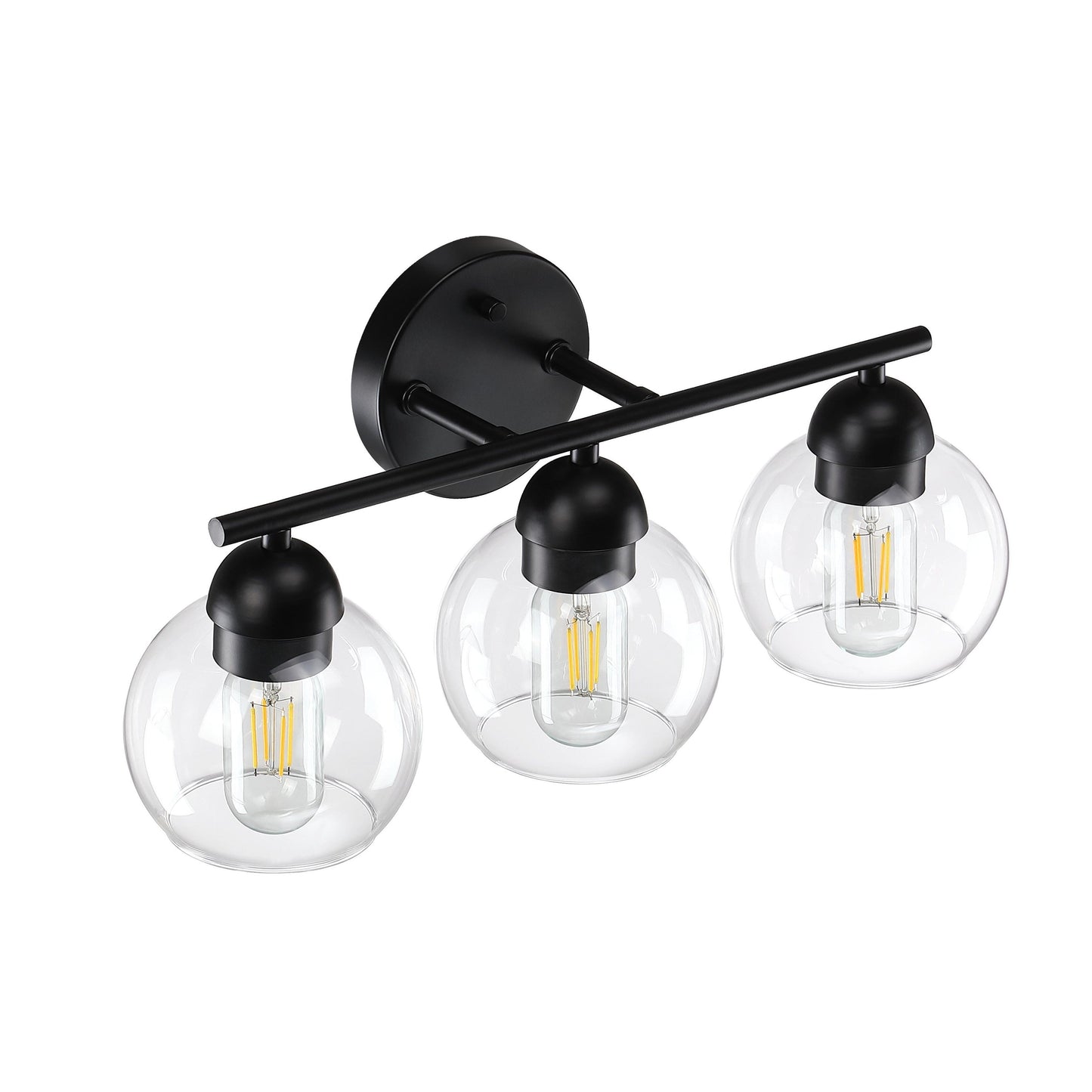Luminaires de salle de bain ronds en verre à 3 lumières