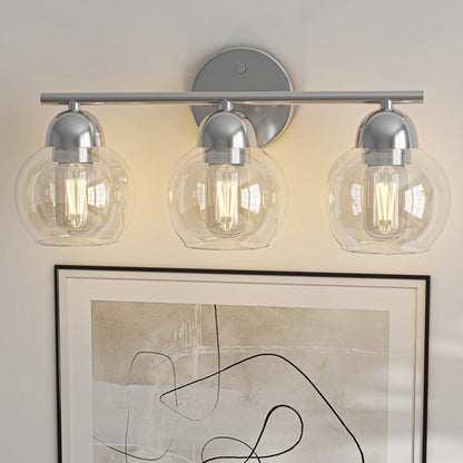 Luminaires de salle de bain ronds en verre à 3 lumières