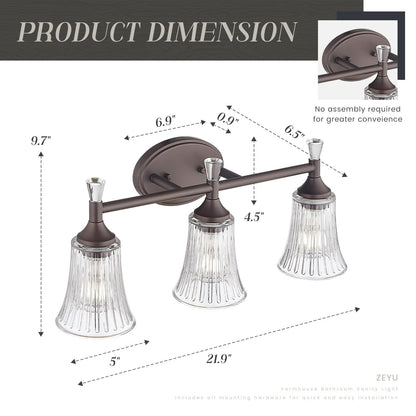Luminaires de salle de bain à 3 lumières