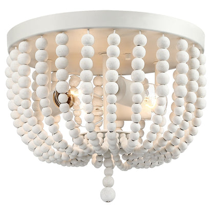 Plafonnier encastré à 3 lumières en bois blanc antique de style bohème