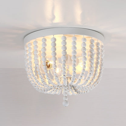 Plafonnier encastré à 3 lumières en bois blanc antique de style bohème