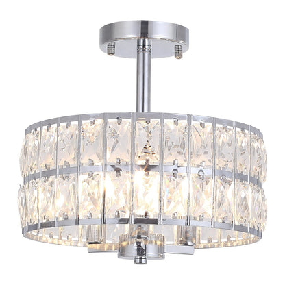 Plafonnier semi-encastré à 3 lumières en cristal pour salon et couloir