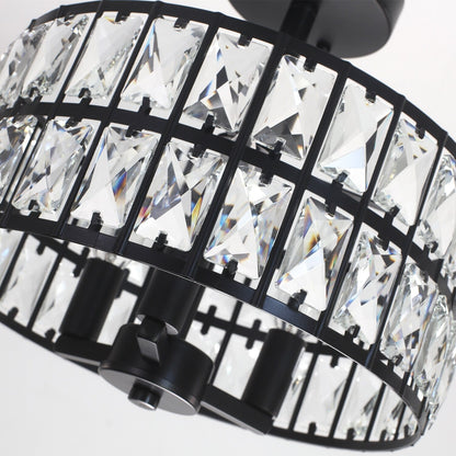 Plafonnier semi-encastré à 3 lumières en cristal pour salon et couloir