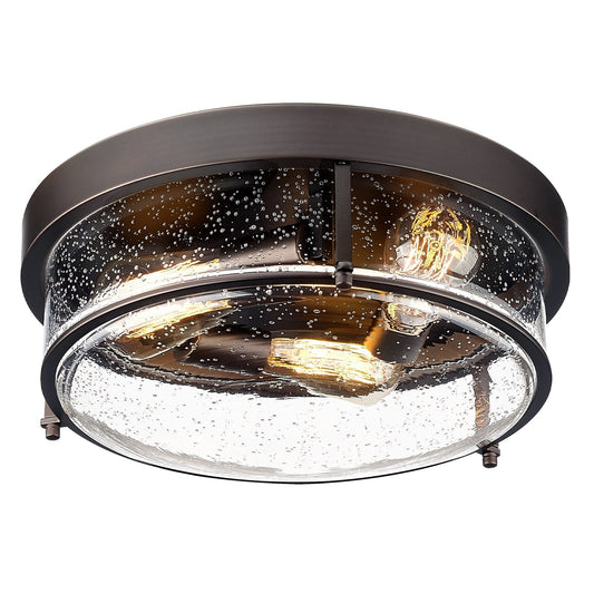 Plafonnier encastré à 3 lampes en verre grainé
