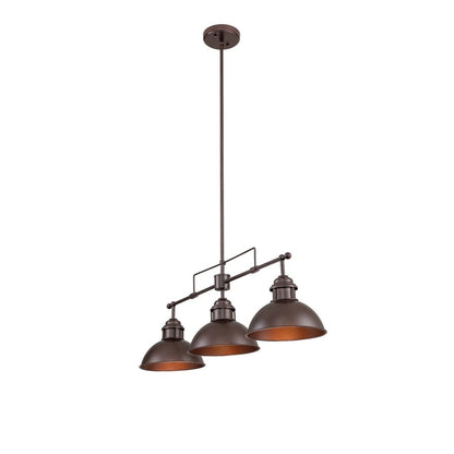 Suspension à 3 lumières en métal style campagnard rétro pour îlot de cuisine