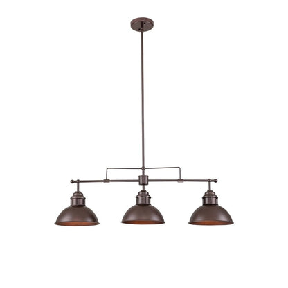 Suspension à 3 lumières en métal style campagnard rétro pour îlot de cuisine