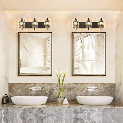 Applique murale en cristal à 3 lumières pour miroir de salle de bain moderne et glamour