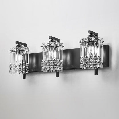 Applique murale en cristal à 3 lumières pour miroir de salle de bain moderne et glamour