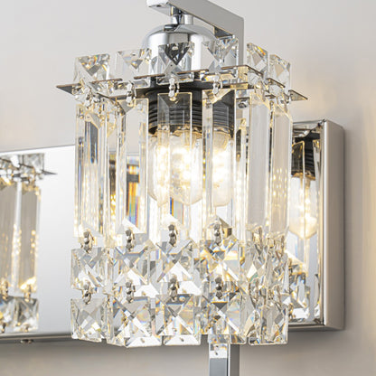 Applique murale en cristal à 3 lumières pour miroir de salle de bain moderne et glamour