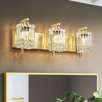 Applique murale en cristal à 3 lumières pour miroir de salle de bain moderne et glamour
