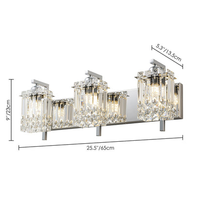 Applique murale en cristal à 3 lumières pour miroir de salle de bain moderne et glamour