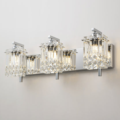 Applique murale en cristal à 3 lumières pour miroir de salle de bain moderne et glamour