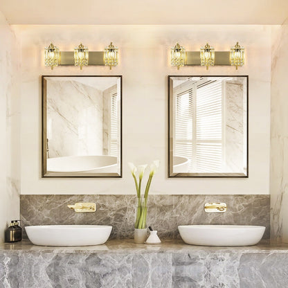 Applique murale en cristal à 3 lumières pour miroir de salle de bain moderne et glamour