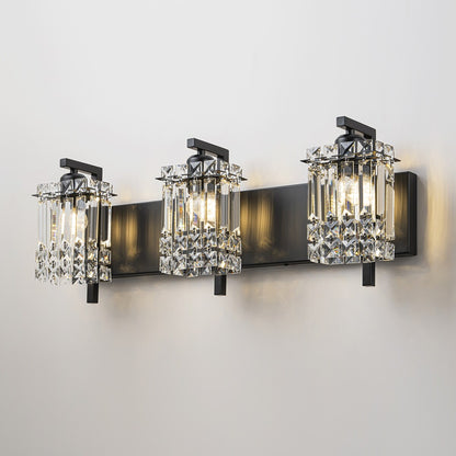 Applique murale en cristal à 3 lumières pour miroir de salle de bain moderne et glamour