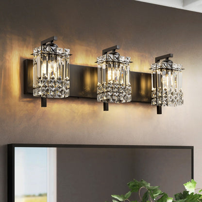 Applique murale en cristal à 3 lumières pour miroir de salle de bain moderne et glamour