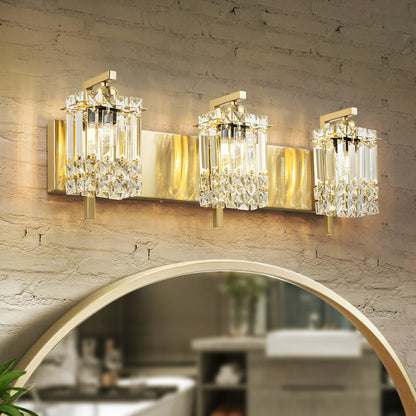 Applique murale en cristal à 3 lumières pour miroir de salle de bain moderne et glamour