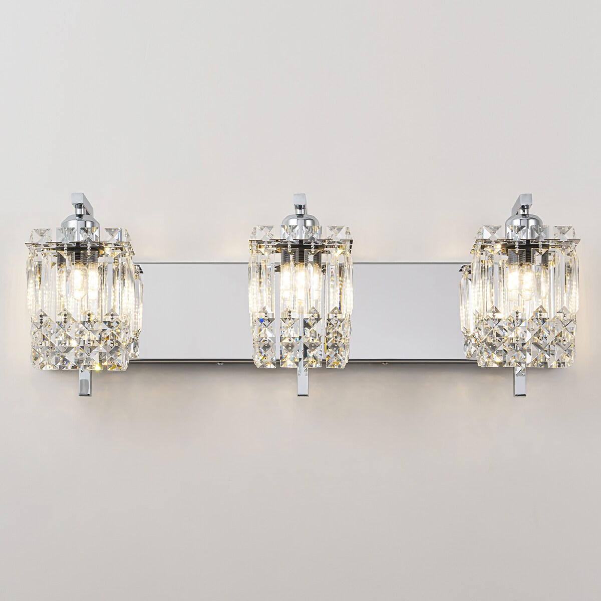 Applique murale en cristal à 3 lumières pour miroir de salle de bain moderne et glamour