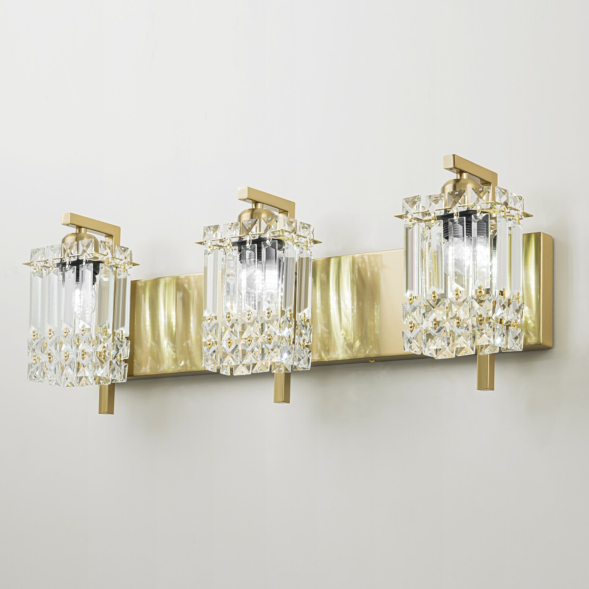 Applique murale en cristal à 3 lumières pour miroir de salle de bain moderne et glamour