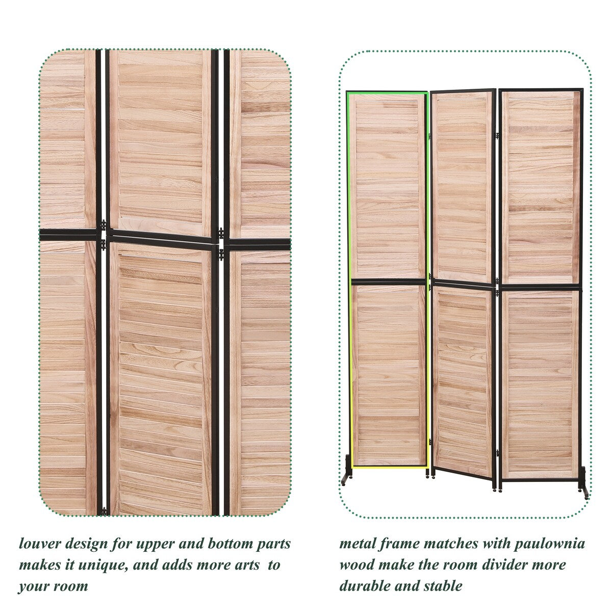 Cloisons de séparation à 3 panneaux et paravent pliable en bois naturel, cloison de séparation de 1,80 m pour séparation de pièce