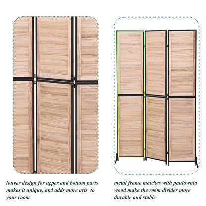 Cloisons de séparation à 3 panneaux et paravent pliable en bois naturel, cloison de séparation de 1,80 m pour séparation de pièce