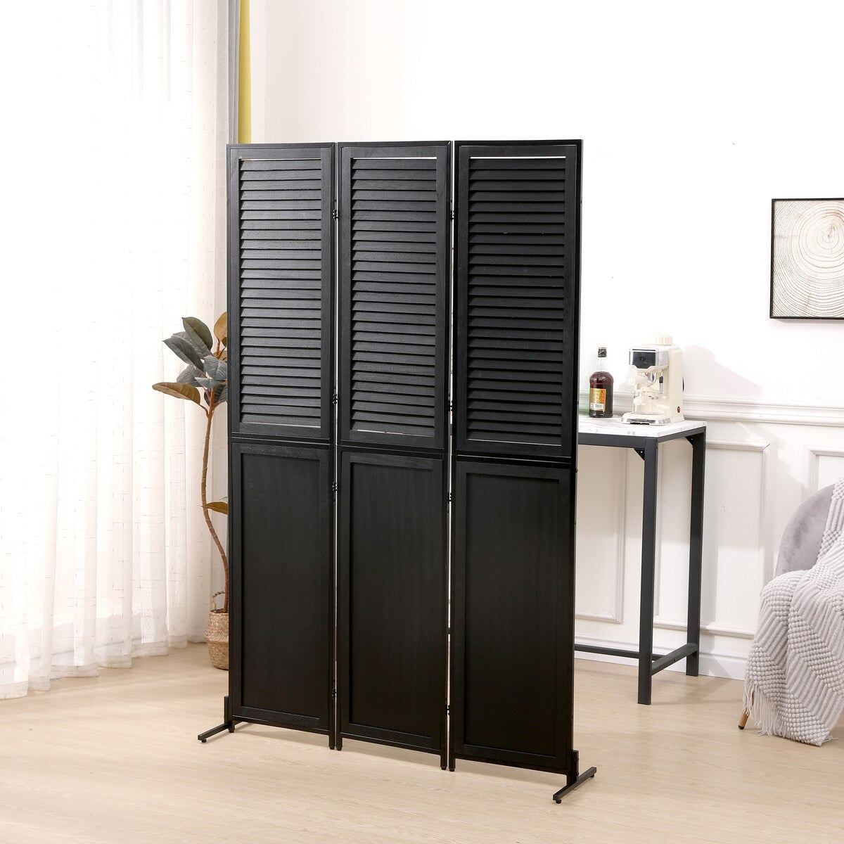 Cloisons de séparation à 3 panneaux et paravent pliable en bois naturel, cloison de séparation de 1,80 m pour séparation de pièce