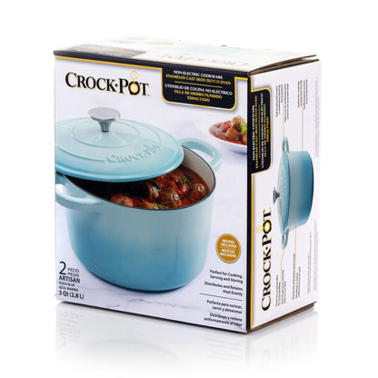 Cocotte en fonte émaillée de 3 litres, couleur bleu sarcelle arctique