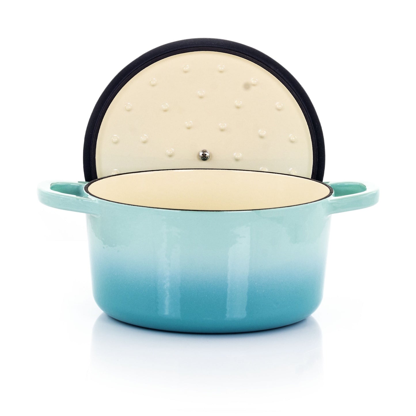 Cocotte en fonte émaillée de 3 litres, couleur bleu sarcelle arctique