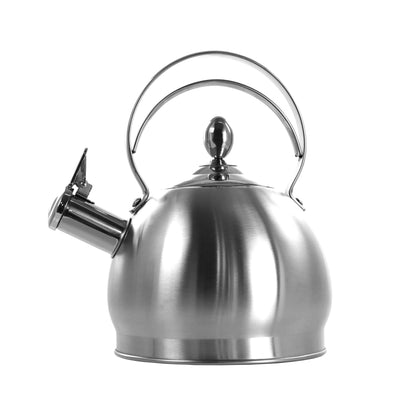 Bouilloire sifflante ronde de 3 litres pour cuisinière en argent