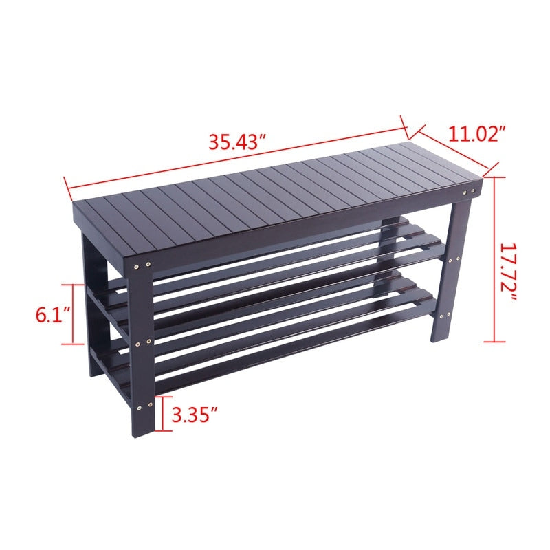 Banc à chaussures à 3 niveaux, organiseur de rangement pour chaussures pouvant supporter jusqu'à 240 lb
