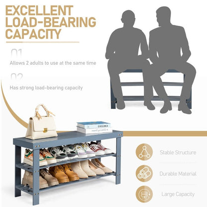 Banc à chaussures à 3 niveaux, organiseur de rangement pour chaussures pouvant supporter jusqu'à 240 lb