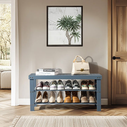 Banc à chaussures à 3 niveaux, organiseur de rangement pour chaussures pouvant supporter jusqu'à 240 lb