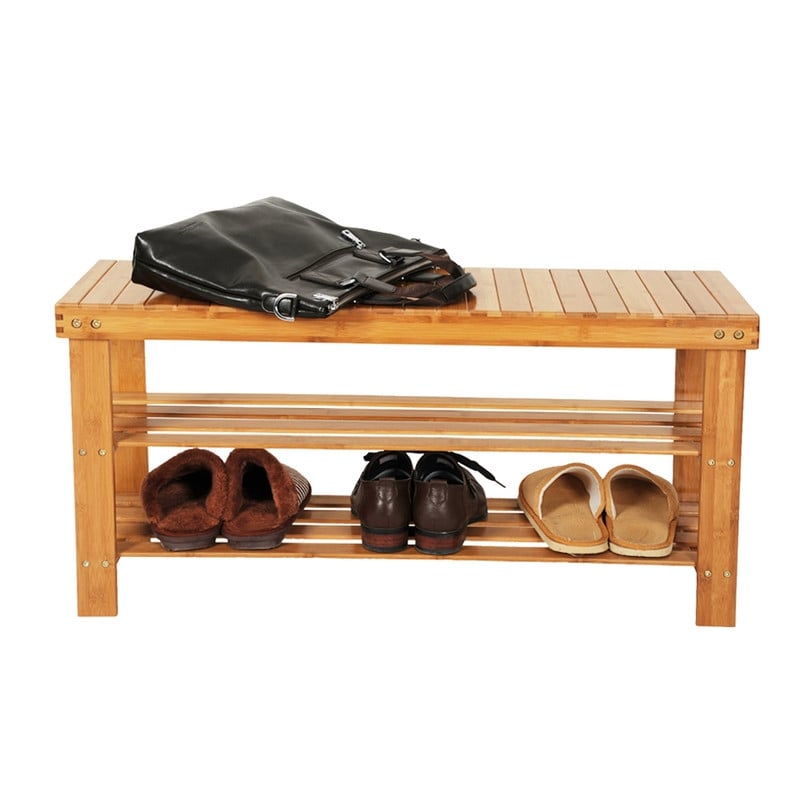 Banc à chaussures à 3 niveaux, organiseur de rangement pour chaussures pouvant supporter jusqu'à 240 lb