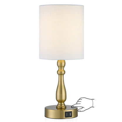 Petite lampe de table tactile à intensité variable 3 voies avec 2 ports USB, acier brossé