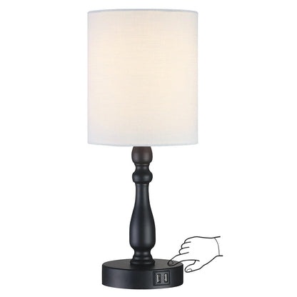 Petite lampe de table tactile à intensité variable 3 voies avec 2 ports USB, acier brossé