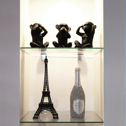 3 singes sages parlent, entendent, ne voient pas le mal, résine noire et or, lot de 3