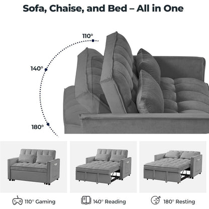 3 in 1 Velvet Sofa Bed with Adjustable Backrest