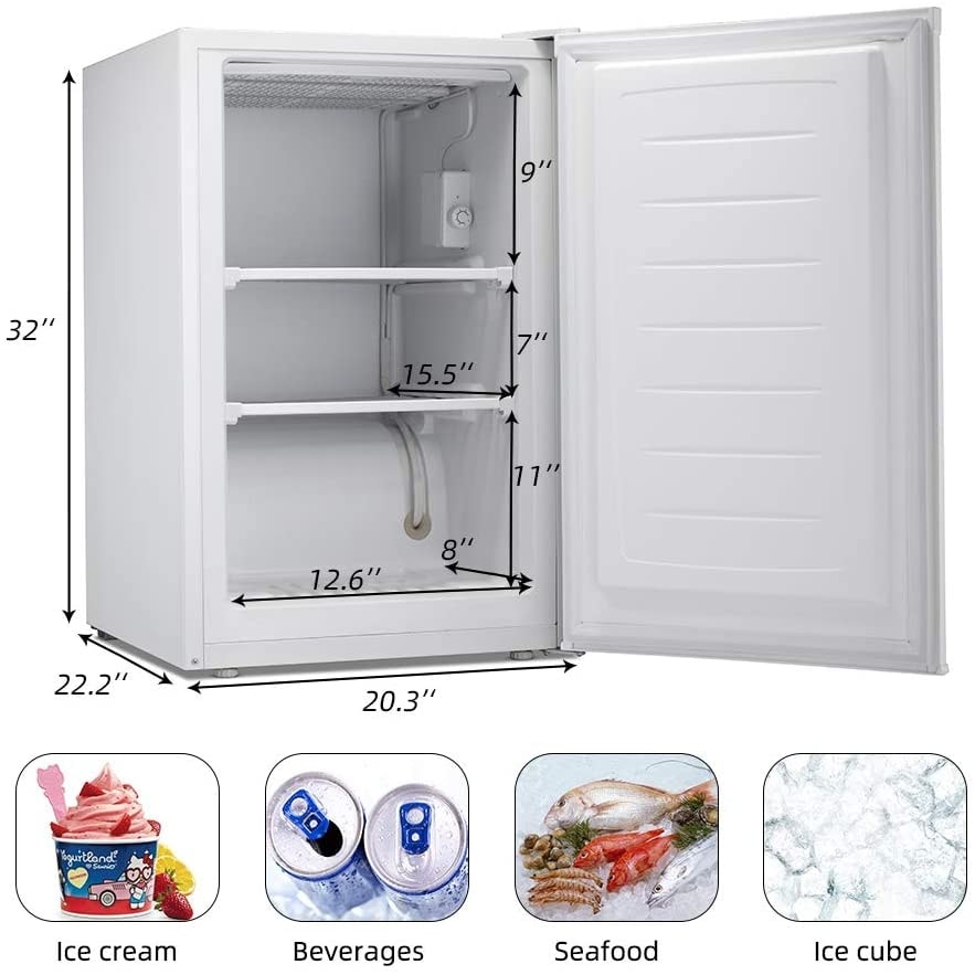 Congélateur vertical compact de 3,0 pi³ avec porte simple réversible