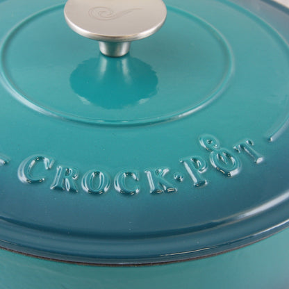 Sauteuse en fonte émaillée de 3,5 litres avec couvercle, couleur turquoise ombrée