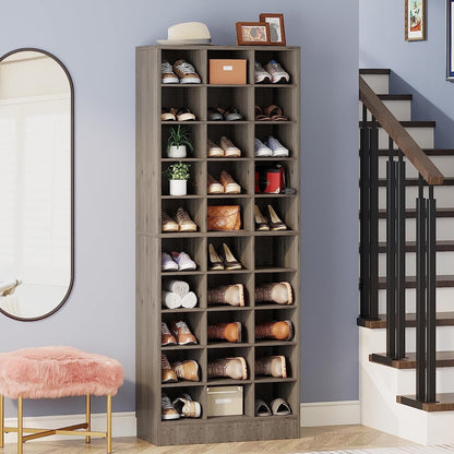 Meuble à chaussures haut 30 paires, 10 niveaux, en bois blanc, pour placard, entrée