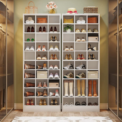 Meuble à chaussures haut 30 paires, 10 niveaux, en bois blanc, pour placard, entrée