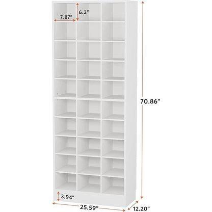 Meuble à chaussures haut 30 paires, 10 niveaux, en bois blanc, pour placard, entrée