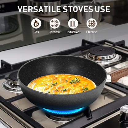 Batterie de cuisine et ustensiles de cuisson en granit de 30 pièces, ensemble de poêles de cuisson, ensemble de casseroles et poêles antiadhésives