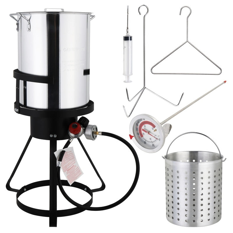 Ensemble friteuse à dinde en aluminium de 30 pintes et cuiseur vapeur à 1 brûleur