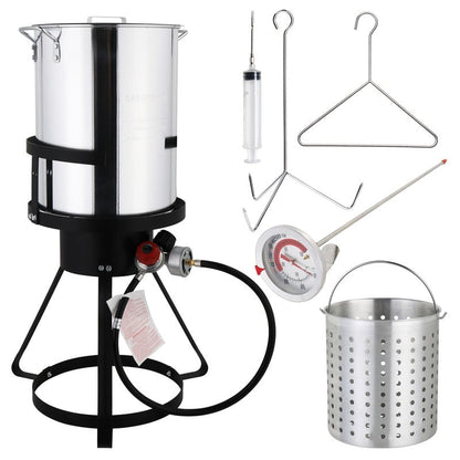 Ensemble friteuse à dinde en aluminium de 30 pintes et cuiseur vapeur à 1 brûleur