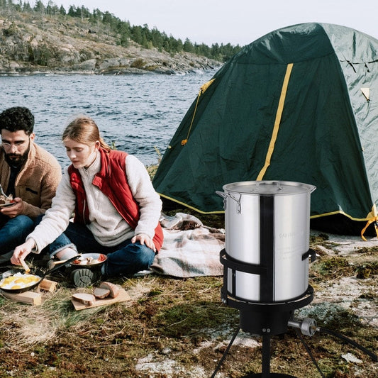 Ensemble friteuse à dinde en aluminium de 30 pintes et cuiseur vapeur à 1 brûleur